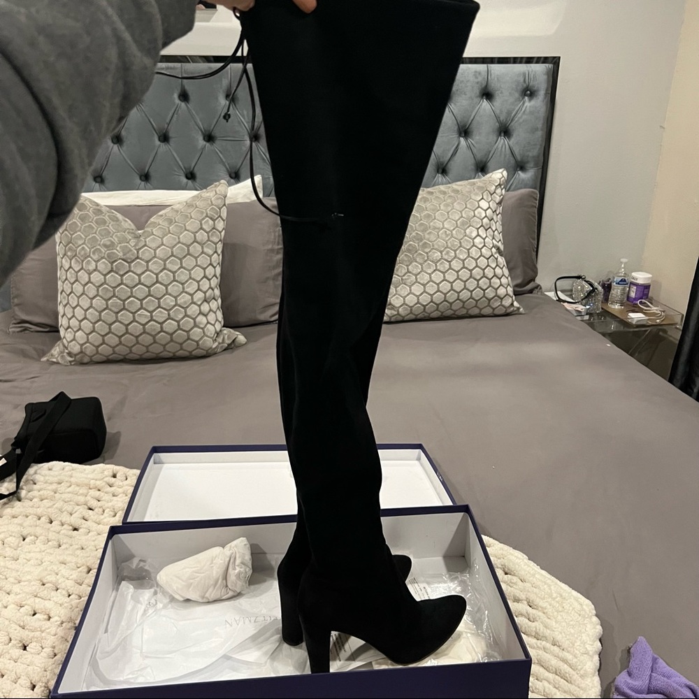 Stuart Weitzman Black Over-the-Knee Suede Boots